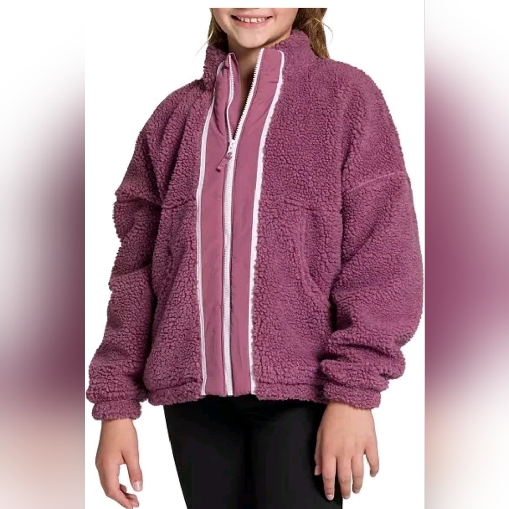 NWT DSG ' COZY FLEECE FULL ZIP ' GIRLS LARGE SHERPA IN ROSE
